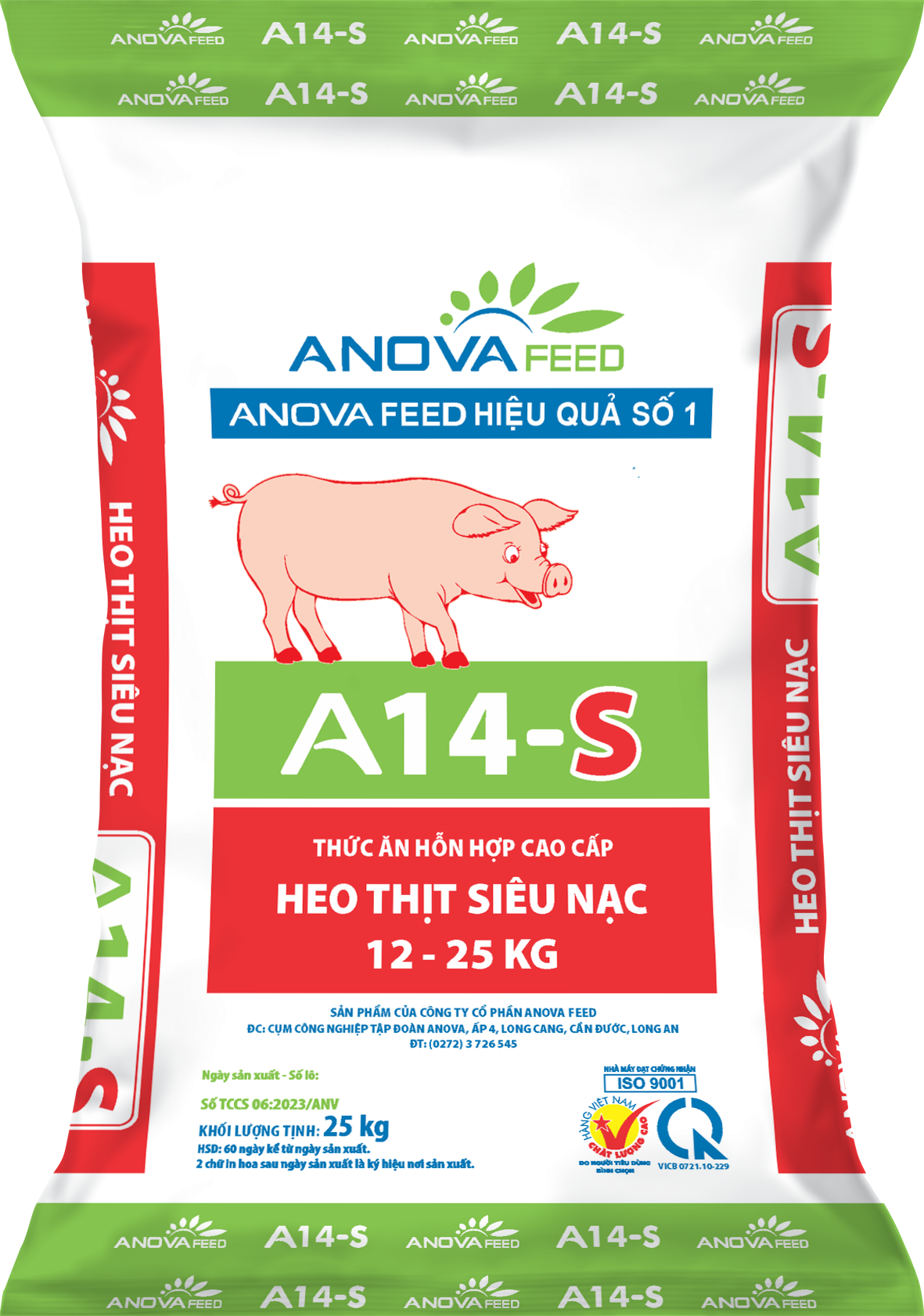 Thức ăn hỗn hợp cao cấp HEO THỊT SIÊU NẠC 12 - 25kg A14 - S