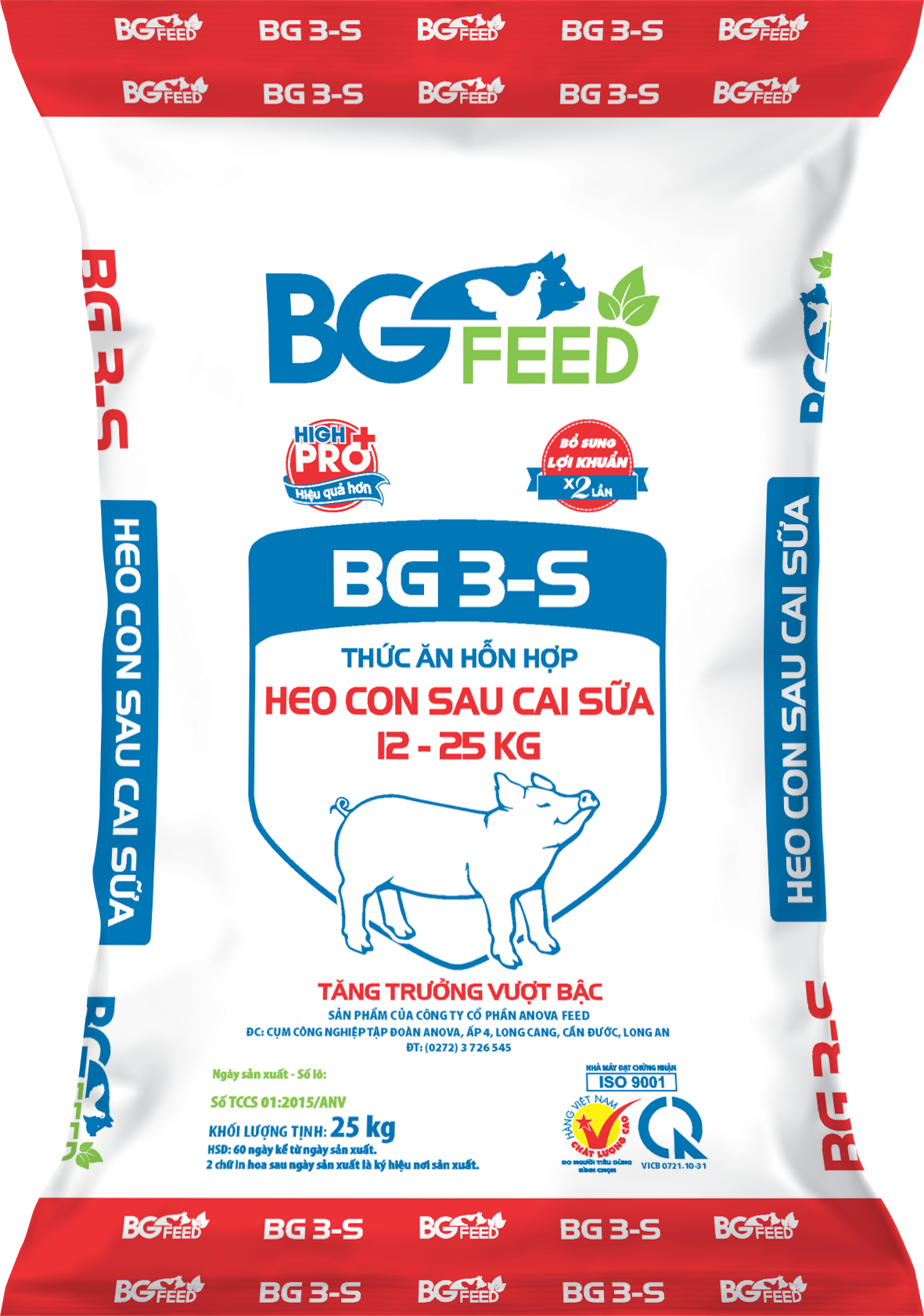Thức ăn hỗn hợp heo con sau cai sữa 12 - 25kg BG 3-S