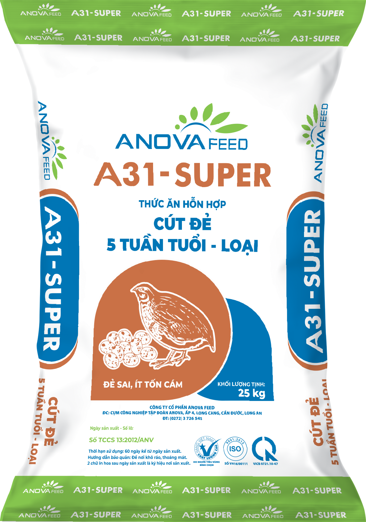 Thức ăn hỗn hợp CÚT ĐẺ 5 tuần tuổi - loại A31 - Super