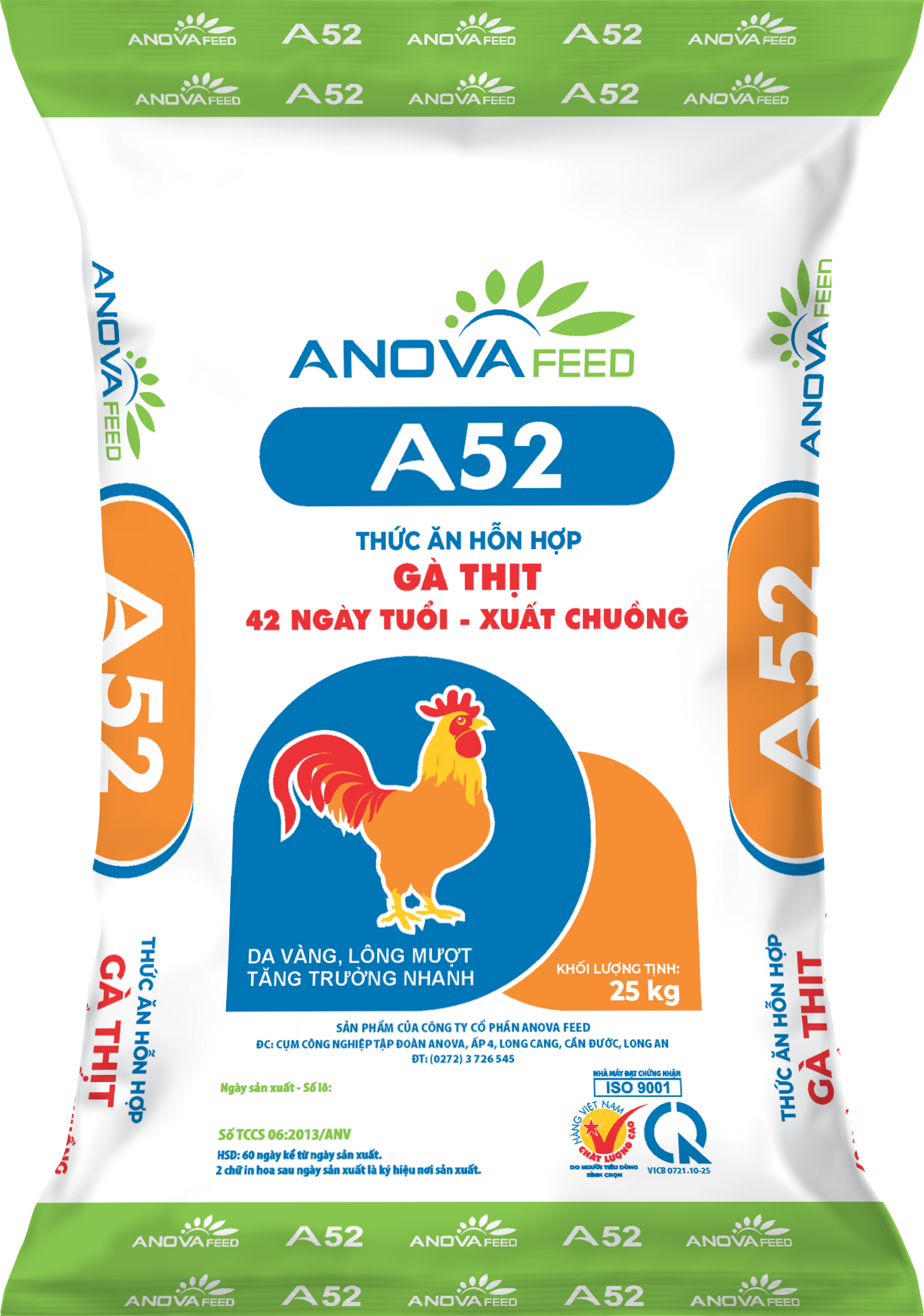 Thức ăn hỗn hợp gà thịt 42 ngày tuổi - xuất chuồng A52