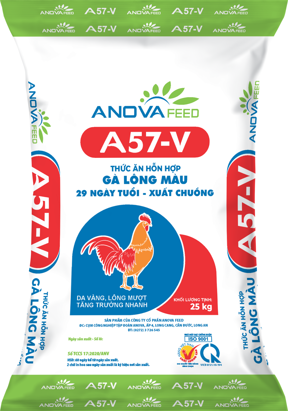 Thức ăn hỗn hợp gà lông màu 29 ngày tuổi - xuất chuồng A57-V