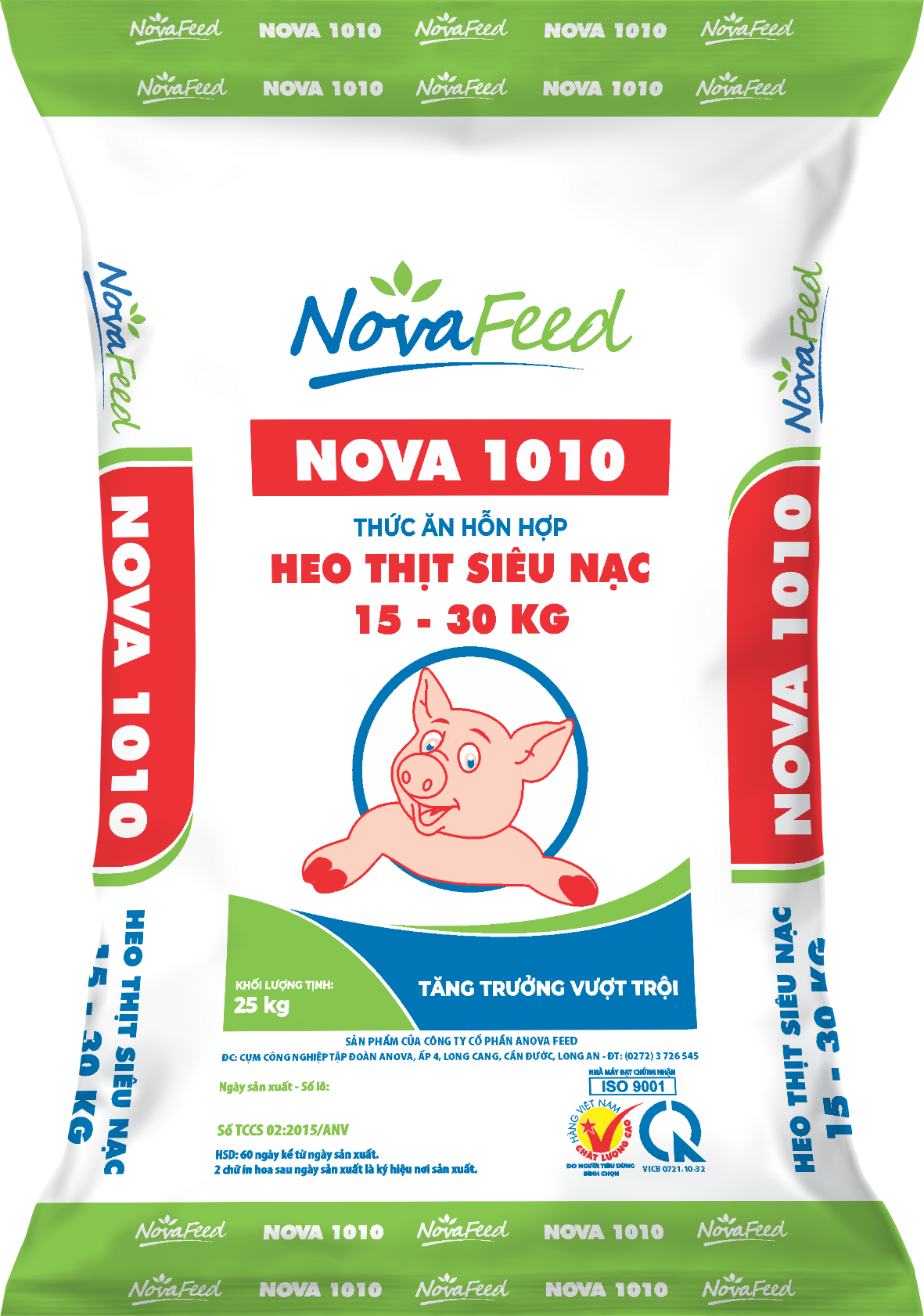 Thức ăn hỗn hợp HEO THỊT SIÊU NẠC 15 – 30 KG NOVA 1010