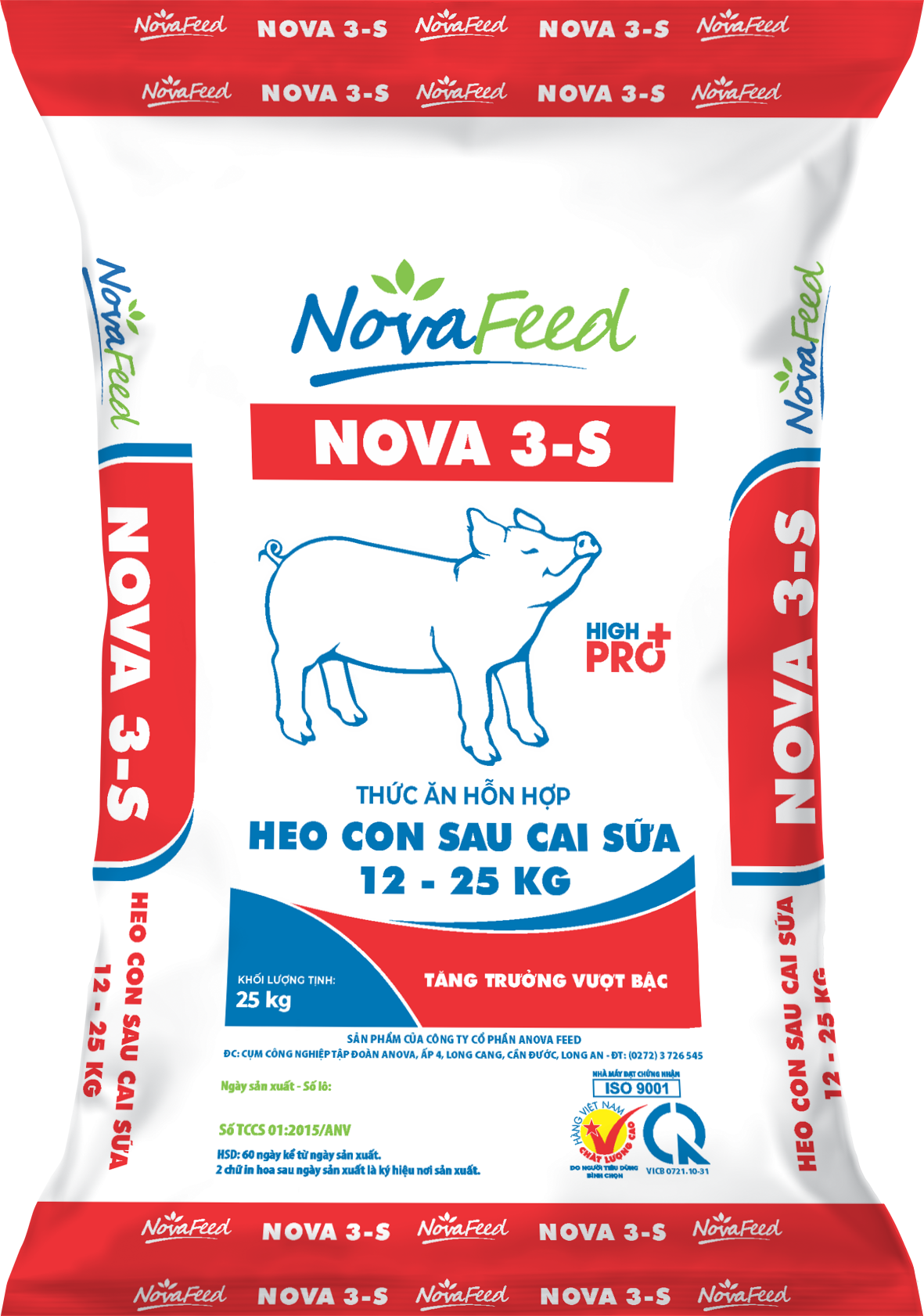 Thức ăn hỗn hợp heo con sau cai sữa 12 - 25kg NOVA 3-S