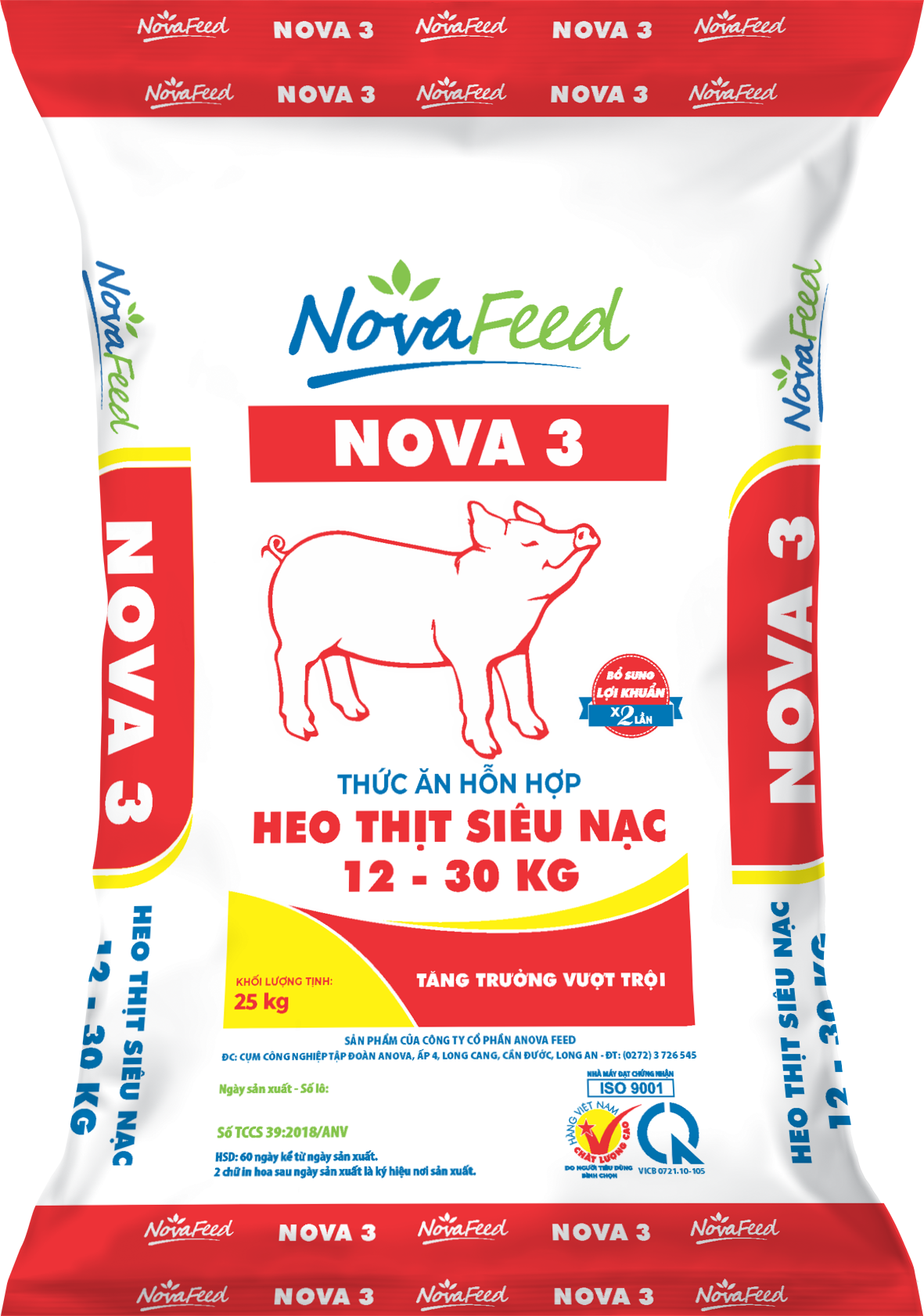 Thức ăn hỗn hợp dành cho heo thịt siêu nạc từ 12 kg đến 30 kg NOVA 3