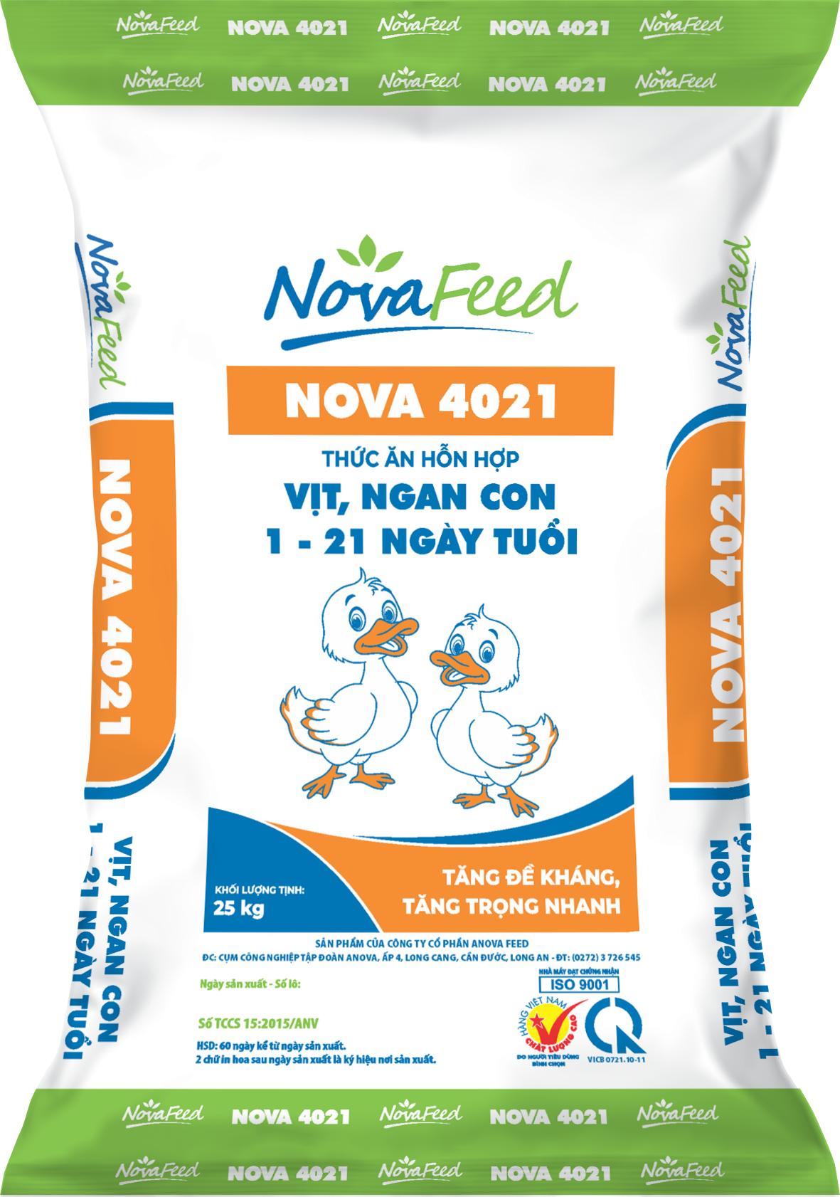 Thức ăn hỗn hợp dành VỊT, NGAN CON 1 - 21 ngày tuổi NOVA 4021