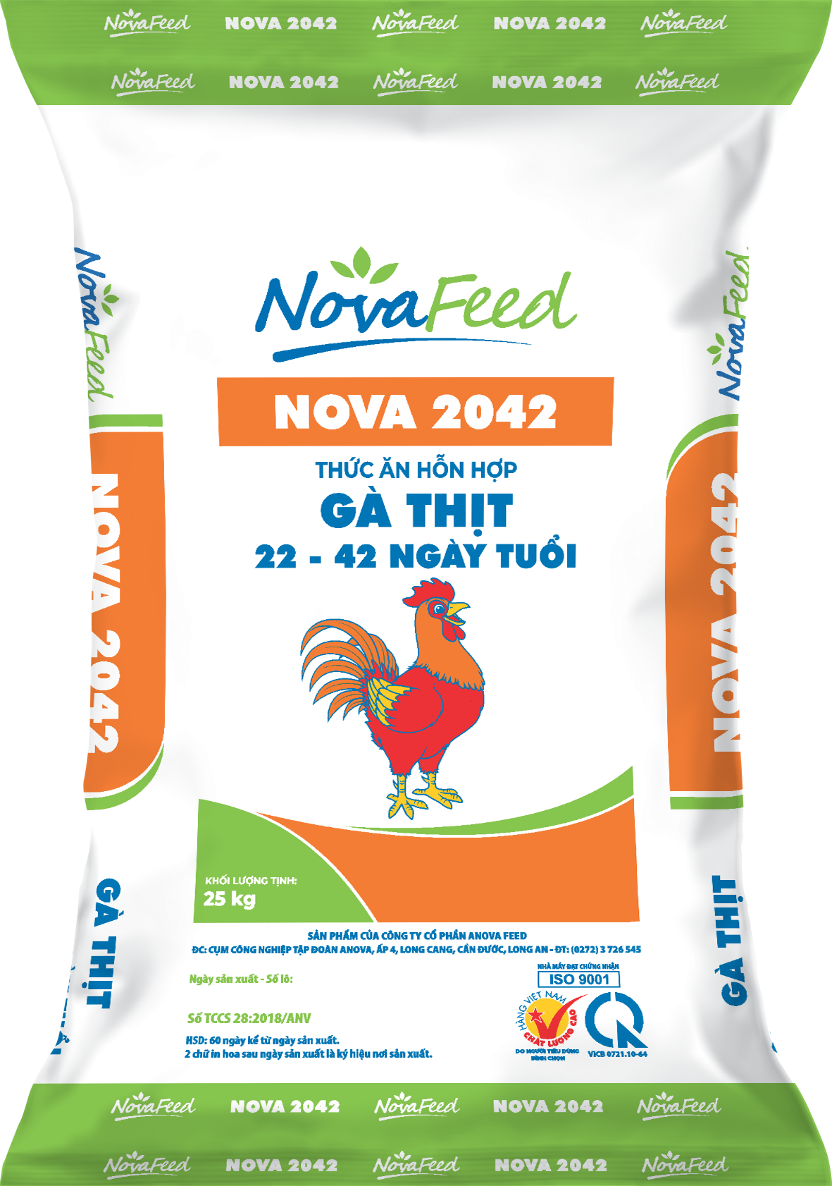 Thức ăn hỗn hợp dành cho gà thịt từ 22 đến 42 ngày tuổi NOVA 2042