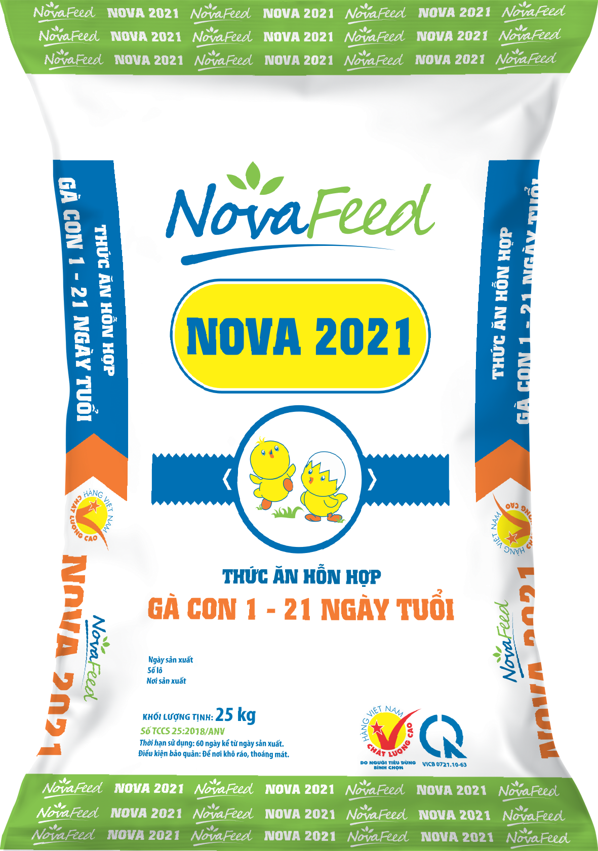 Thức ăn hỗn hợp dành cho gà con từ 1 đến 21 ngày tuổi NOVA 2021