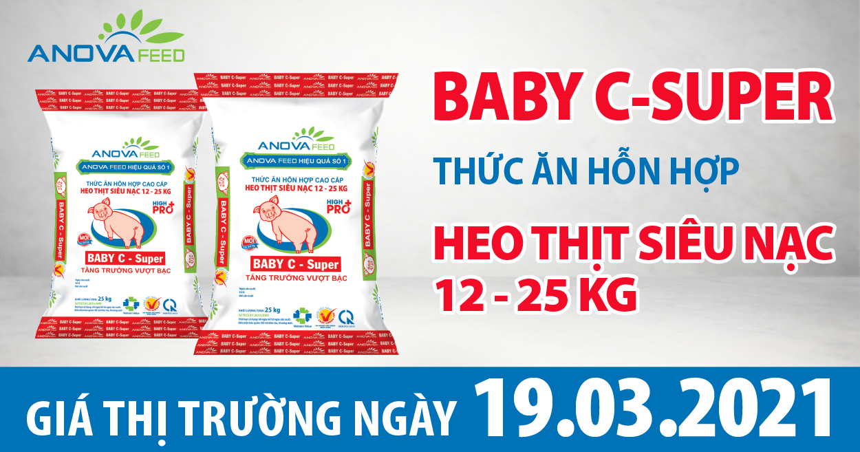 Anova Feed - Giá heo hơi 19/03/2021, giảm 1.000 - 2.000 đồng/kg.