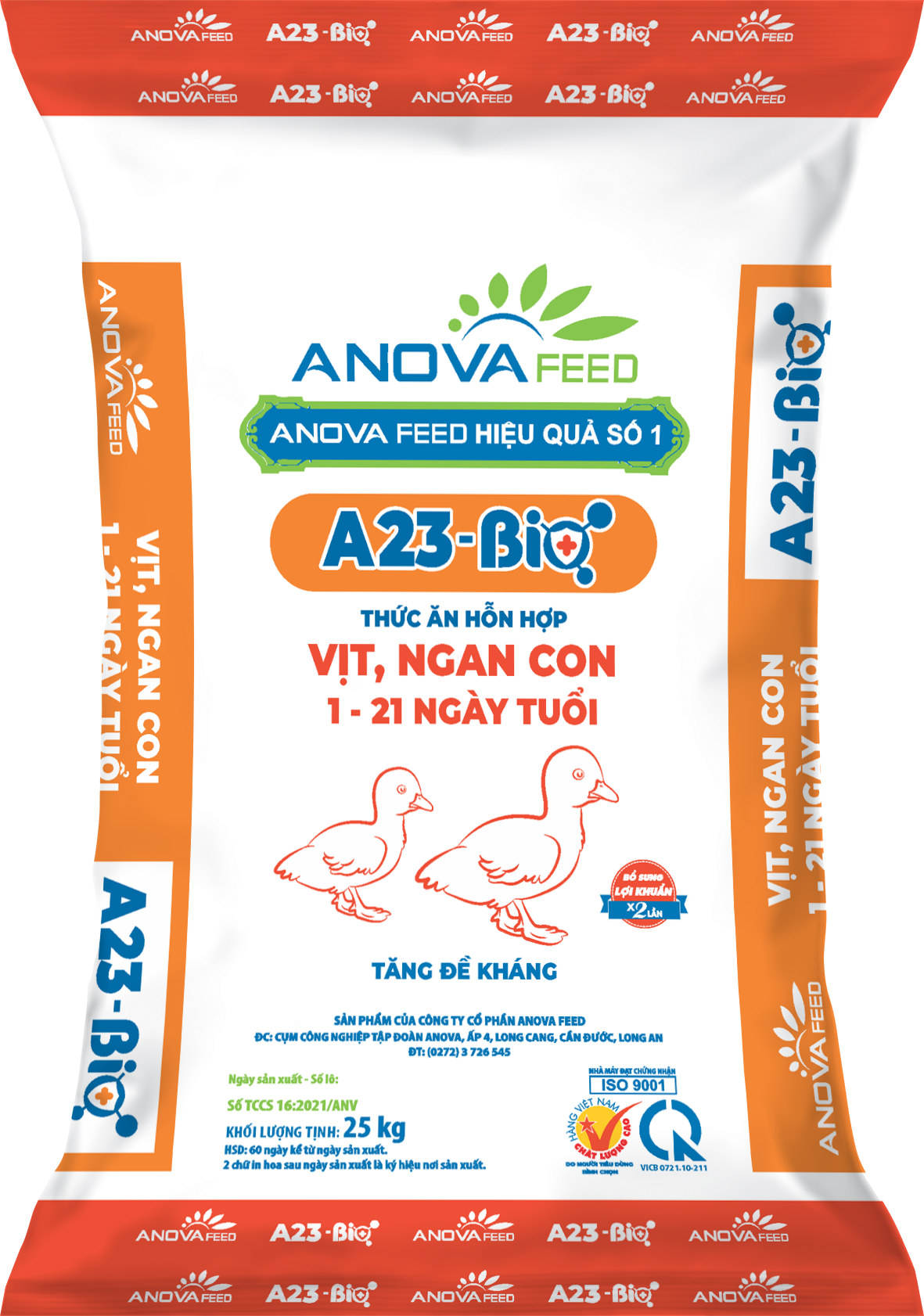 Thức ăn hỗn hợp VỊT, NGAN CON 1 - 21 ngày tuổi A23 - BIO