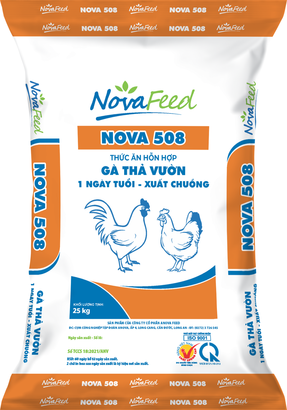 Thức ăn hỗn hợp dành cho gà thả vườn từ 1 ngày tuổi - xuất chuồng NOVA 508