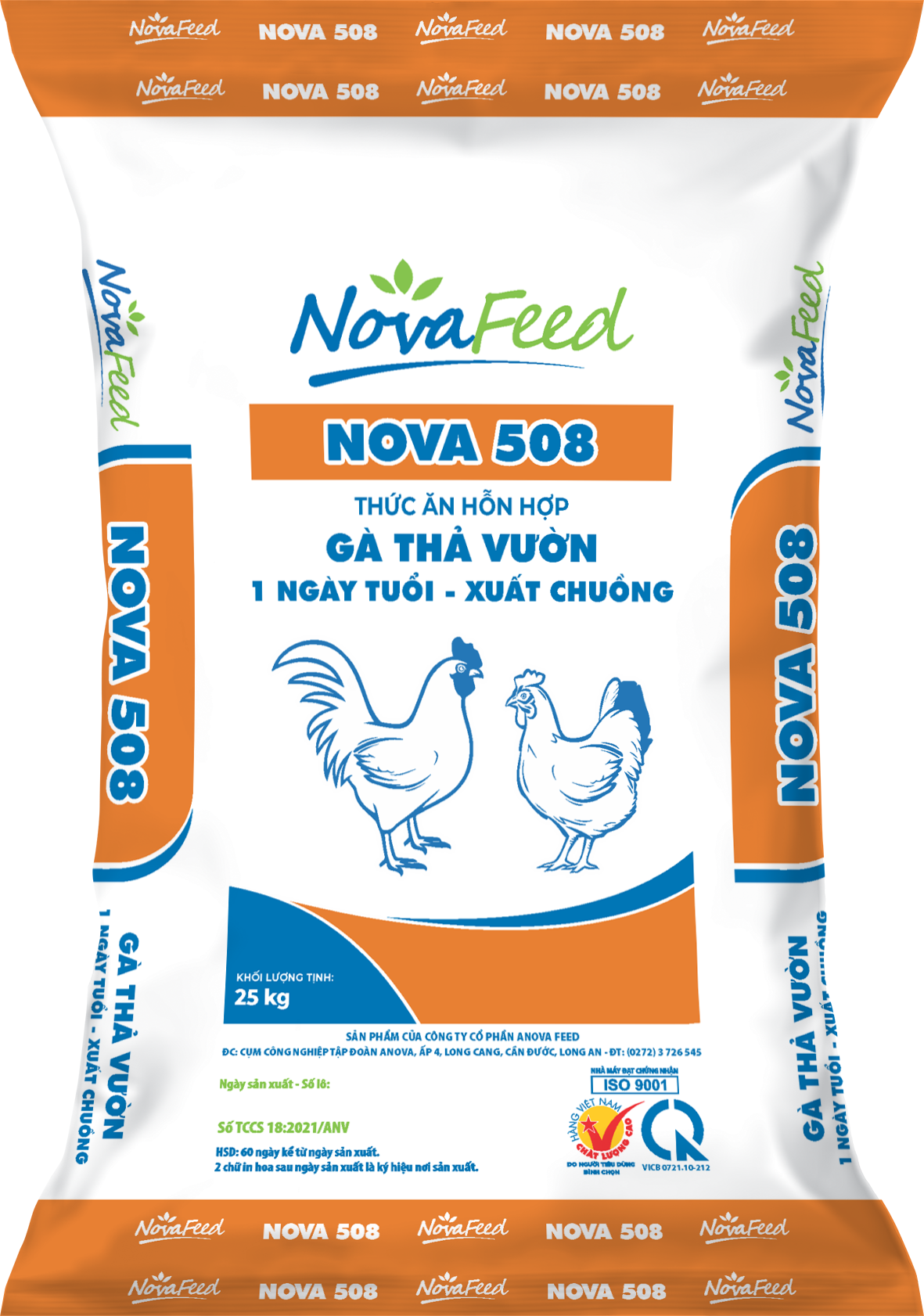 Thức ăn hỗn hợp GÀ THẢ VƯỜN 1 ngày tuổi - xuất chuồng NOVA 508