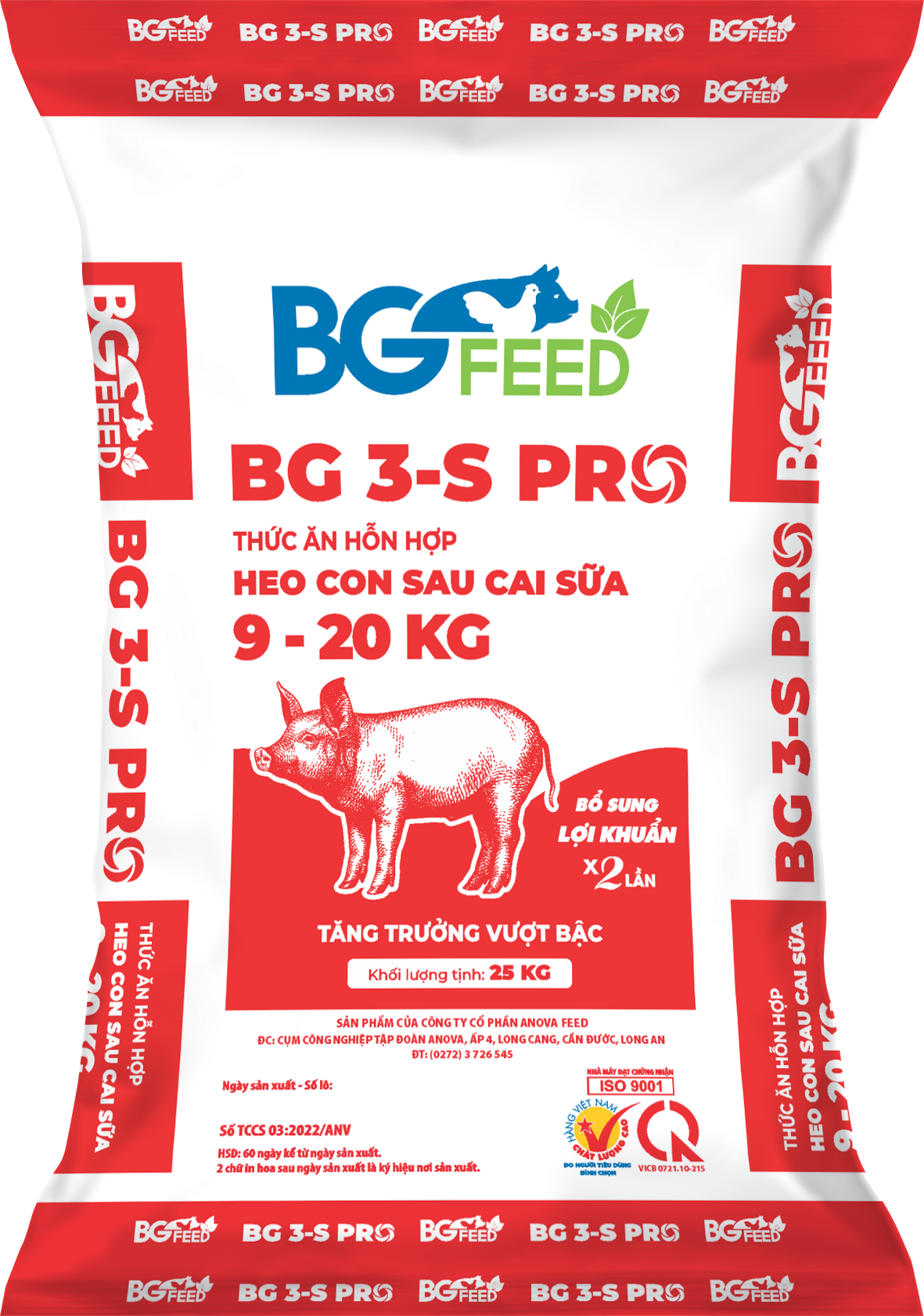 Thức ăn hỗn hợp cho heo con sau cai sữa 9-20kg BG 3-S PRO