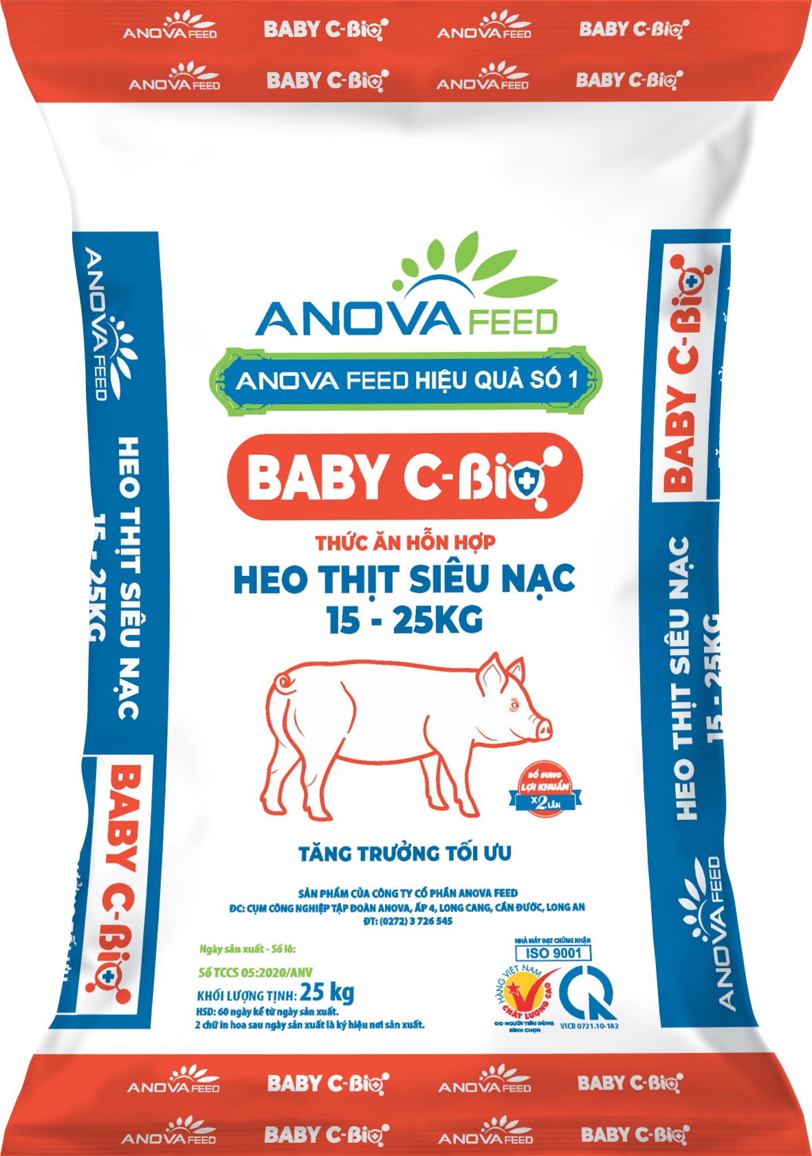 Thức ăn hỗn hợp HEO THỊT SIÊU NẠC 15 - 25kg BABY C - BIO