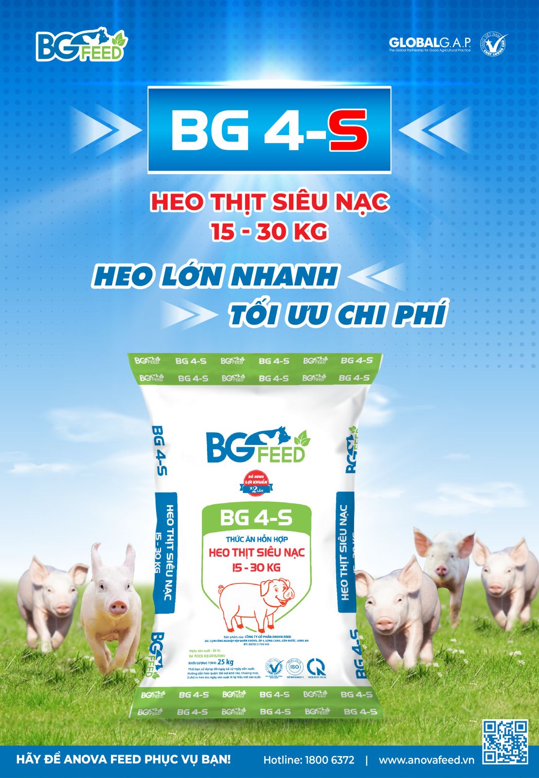 BG 4-S CẢI TIẾN VƯỢT TRỘI cho heo thịt siêu nạc (15-30kg)
