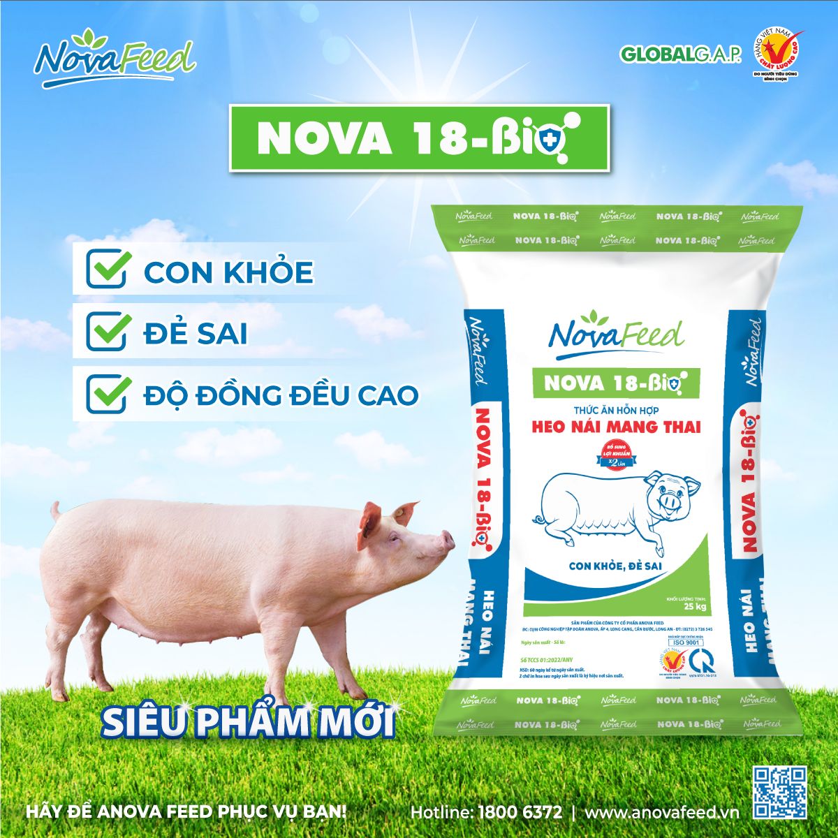 NOVA 18-Bio THỨC ĂN HỖN HỢP HEO NÁI MANG THAI