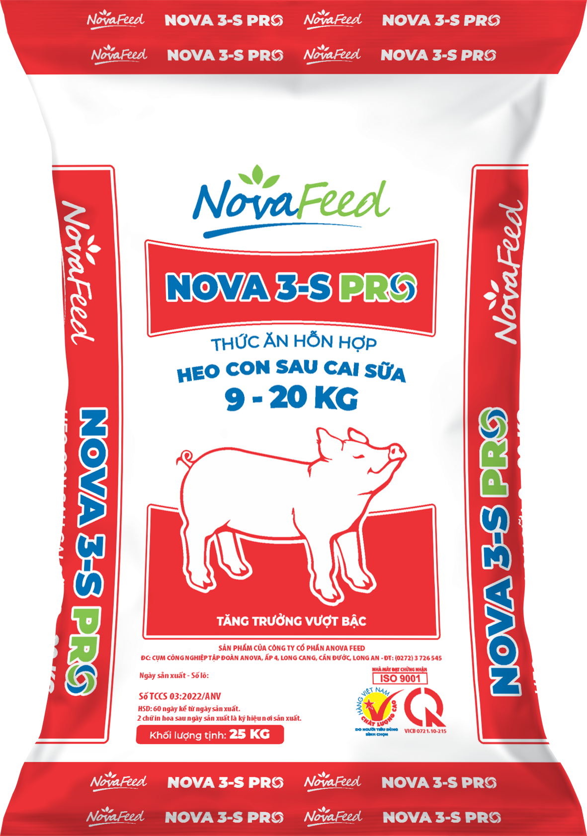 Thức ăn hỗn hợp cho HEO CON SAU CAI SỮA 9 - 20kg NOVA 3 - S PRO