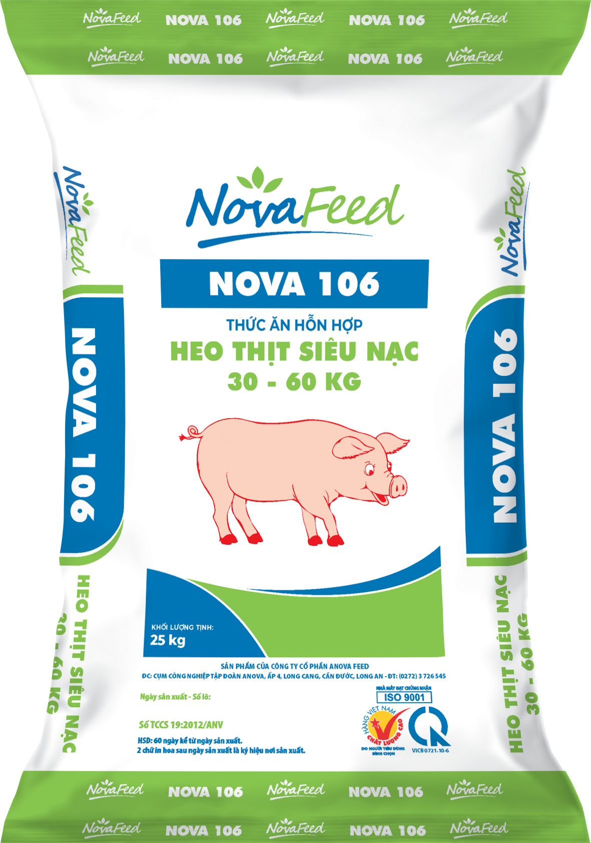 Thức ăn hỗn hợp HEO THỊT SIÊU NẠC 30 - 60 kg NOVA 106