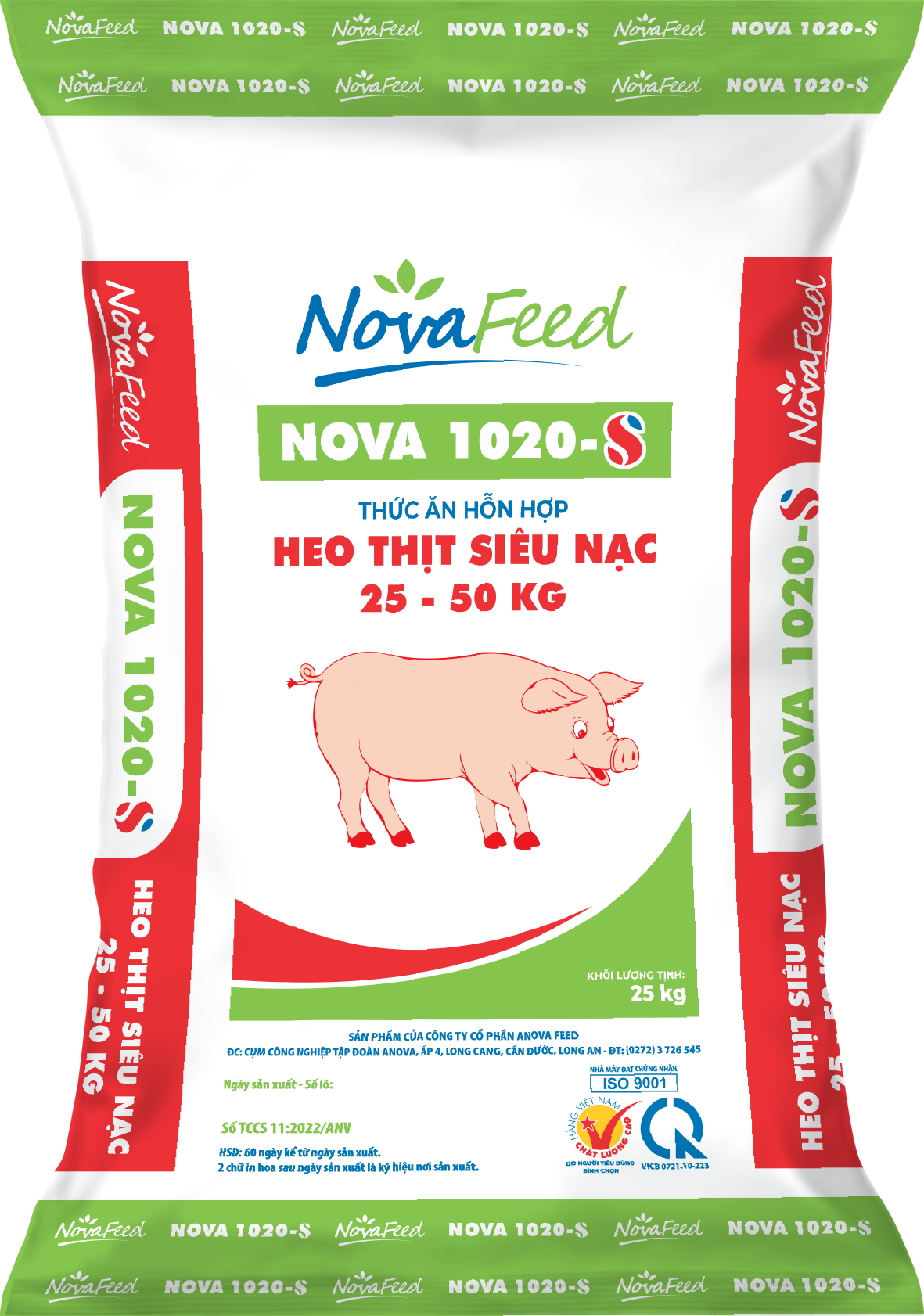 Thức ăn hỗn hợp HEO THỊT SIÊU NẠC 25 - 50 KG NOVA 1020-S