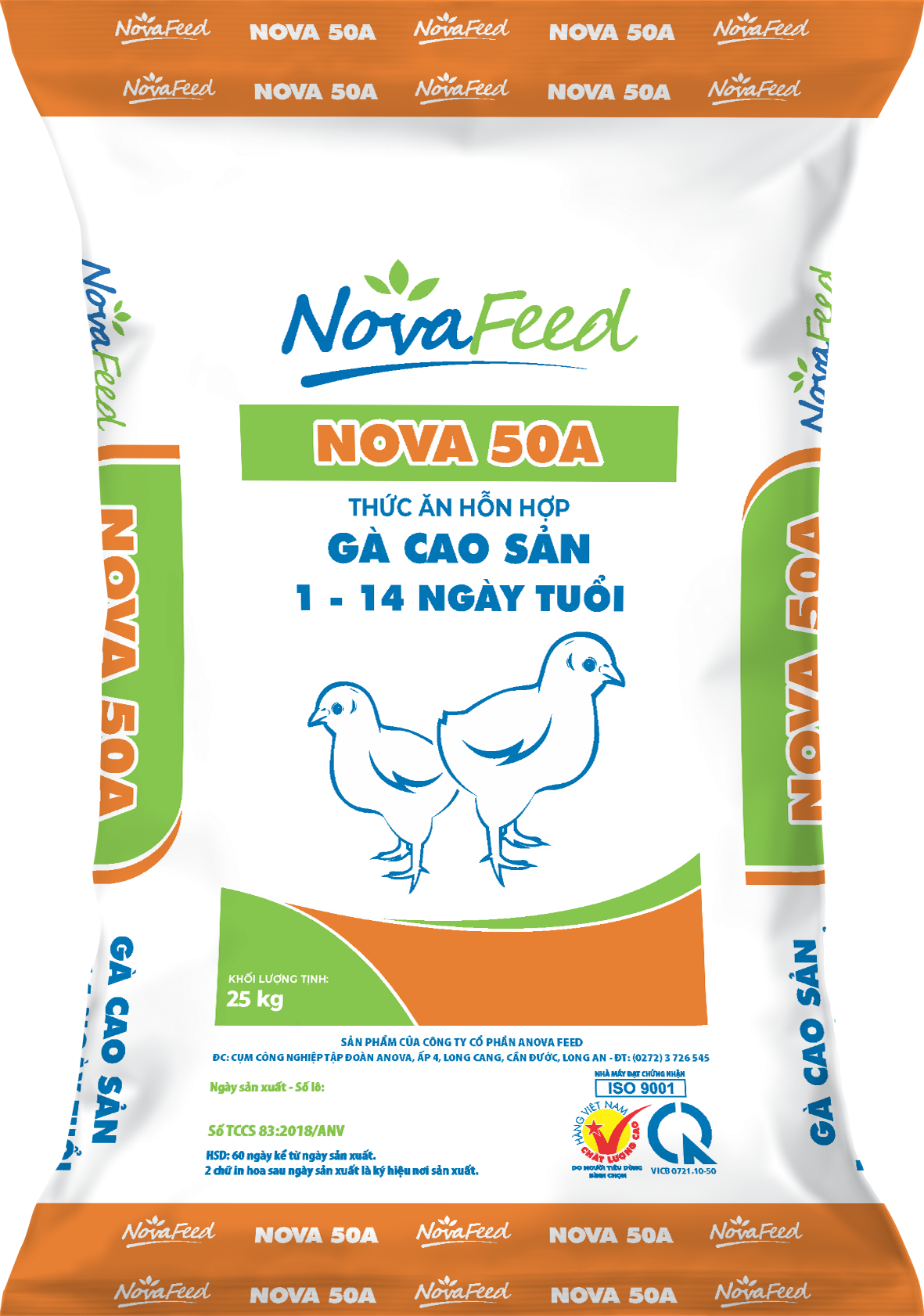 Thức ăn hỗn hợp GÀ CAO SẢN 1 - 14 ngày tuổi NOVA 50A