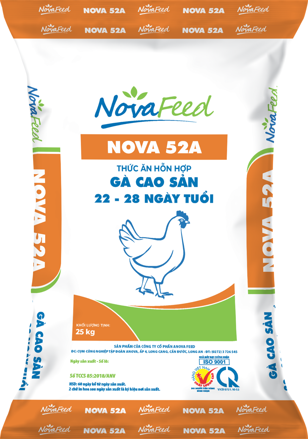 Thức ăn hỗn hợp GÀ CAO SẢN 22 - 28 ngày tuổi NOVA 52A