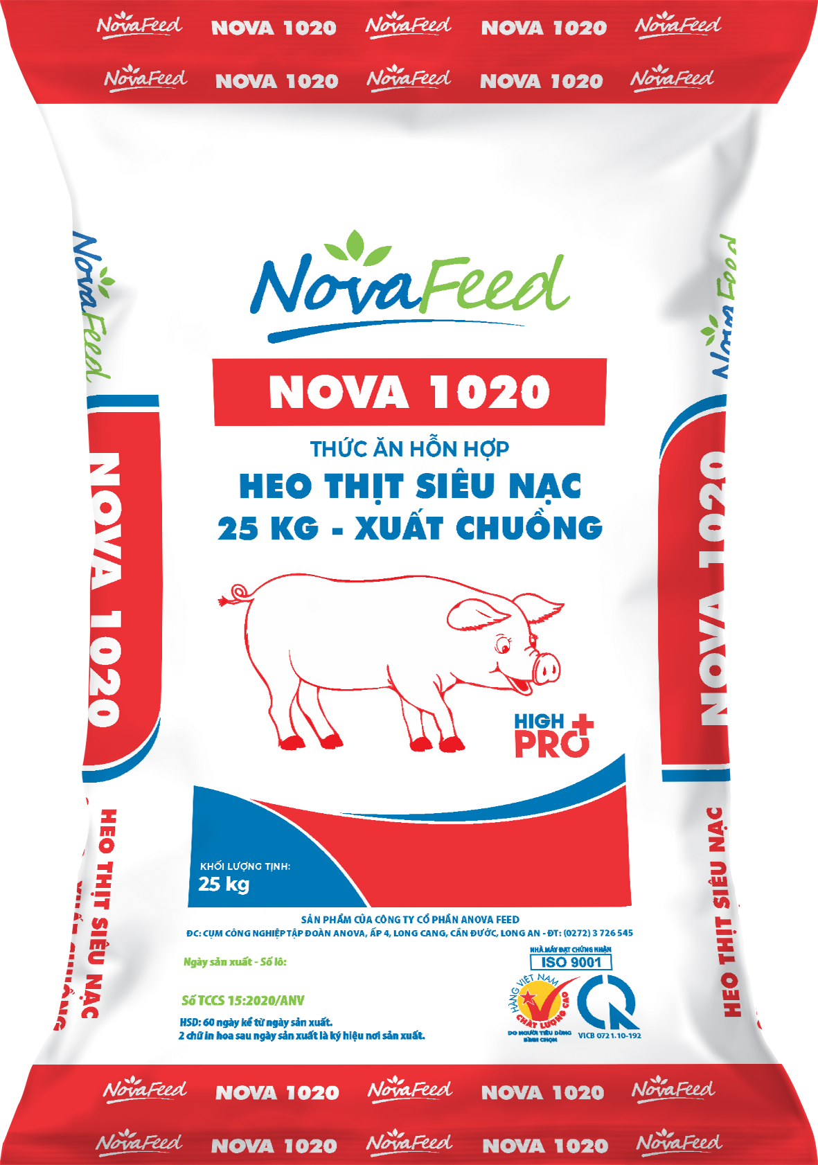 Thức ăn hỗn hợp HEO THỊT SIÊU NẠC 25 KG - xuất chuồng NOVA 1020