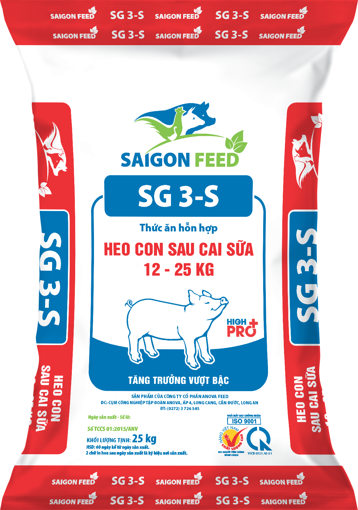 Thức ăn hỗn hợp HEO CON SAU CAI SỮA 12 - 25kg BG 3-S