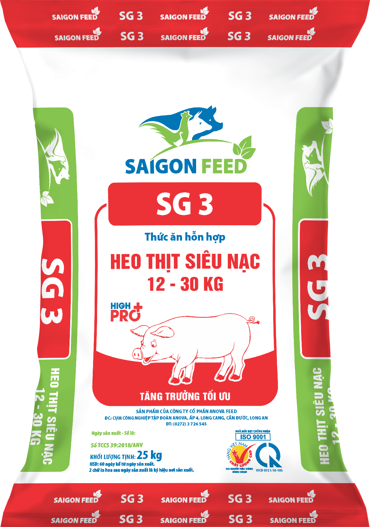 Thức ăn hỗn hợp HEO THỊT SIÊU NẠC 12 - 30 KG SG 3