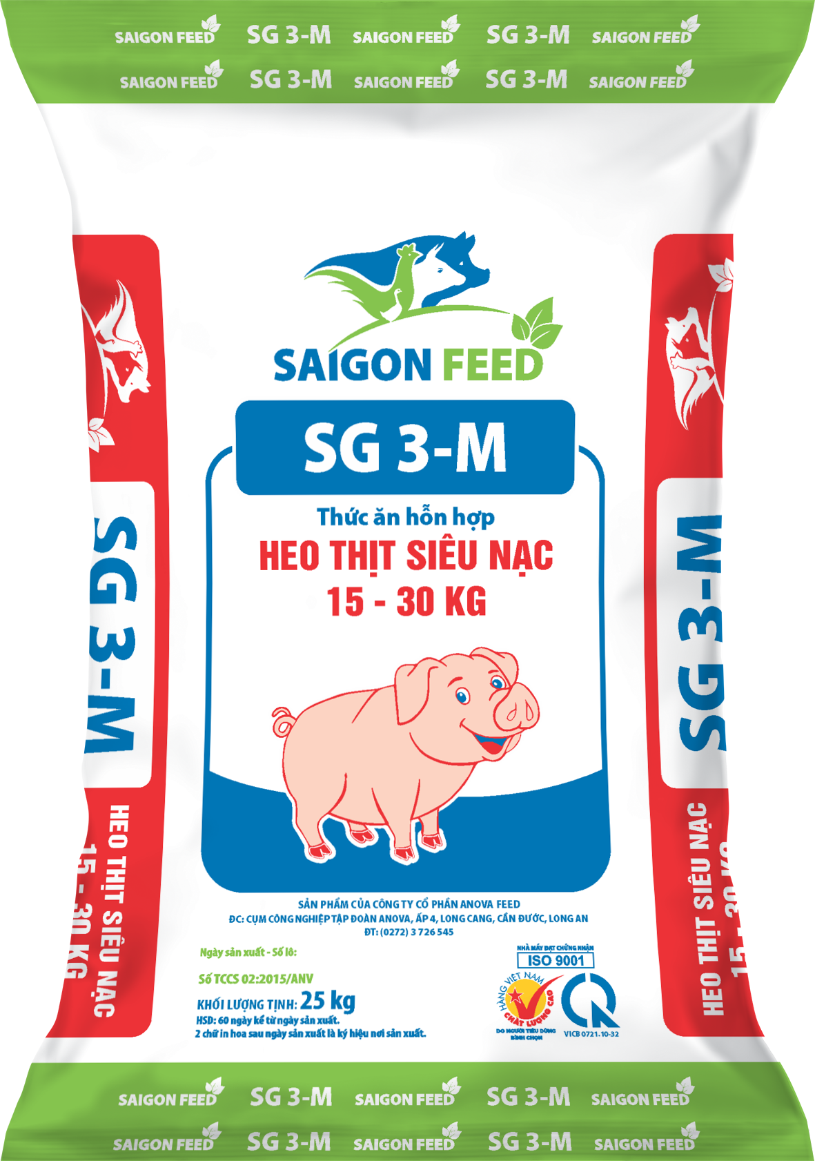 Thức ăn hỗn hợp HEO THỊT SIÊU NẠC 15 - 30 KG SG 3-M