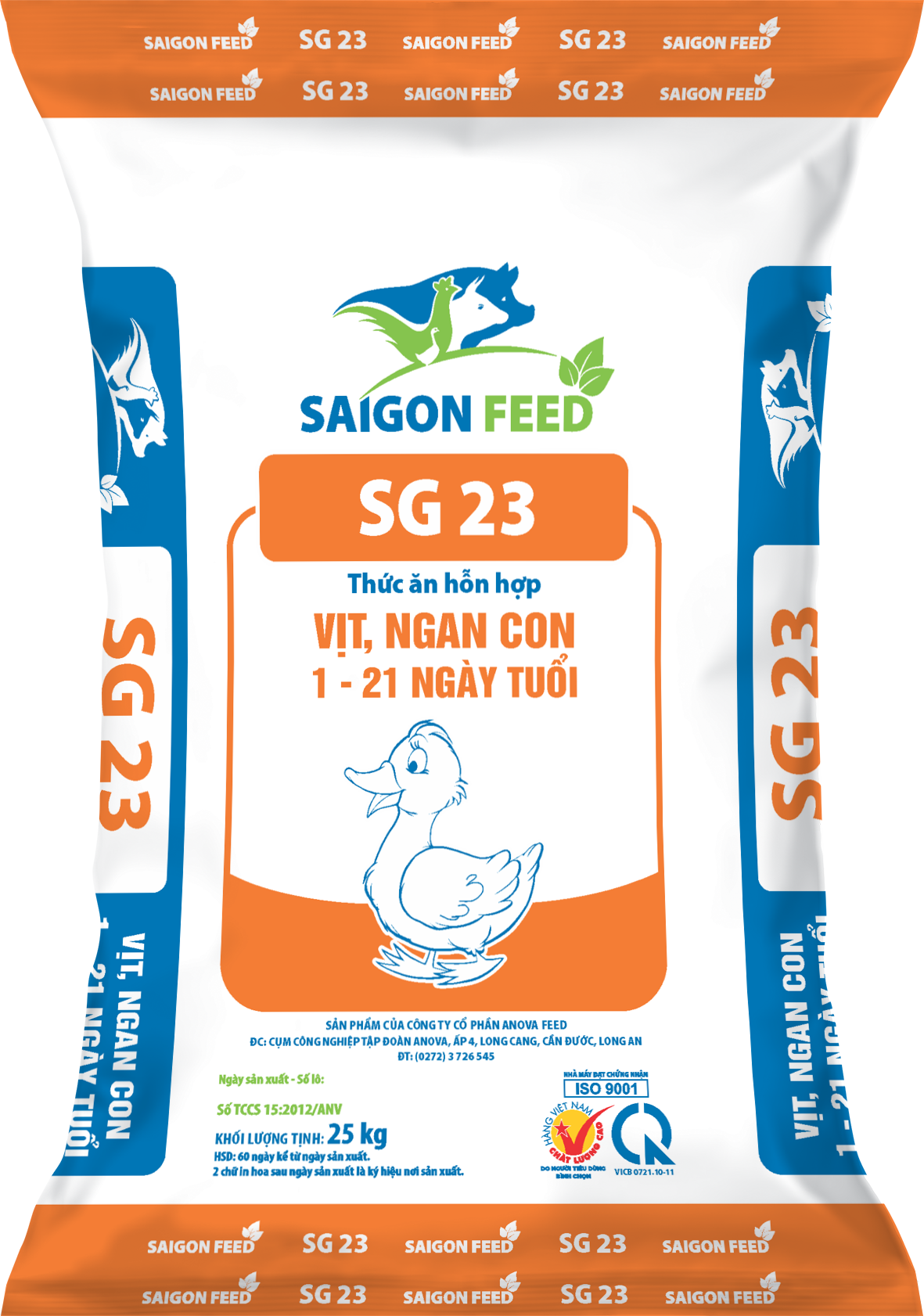 Thức ăn hỗn hợp VỊT, NGAN CON 1 - 21 ngày tuổi SG 23