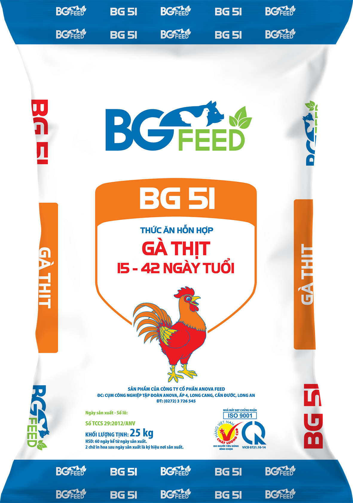 Thức ăn hỗn hợp GÀ THỊT 22 - 42 ngày tuổi BG 51