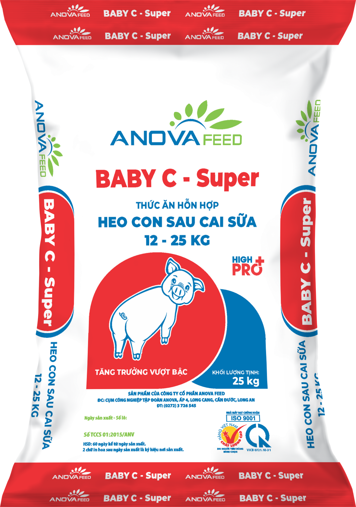Thức ăn hỗn hợp heo con sau cai sữa 12 - 25kg BABY C-SUPER